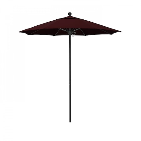 7.5' Black Aluminum Market Patio Umbrella, Pacifica Burgundy